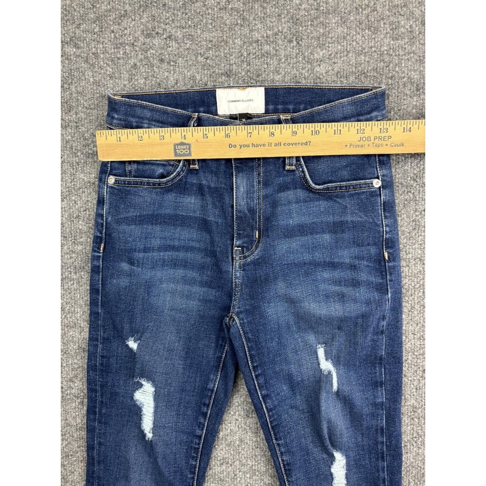 Current Elliott Jeans Womens 25 Distressed Stiletto Raw Hem Skinny Denim Pants - Picture 3 of 8